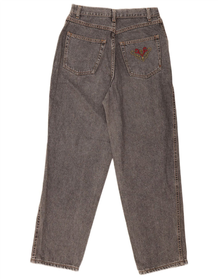 Jeans feminino vintage cintura alta cônico IT 46 grande W28 L29 algodão cinza