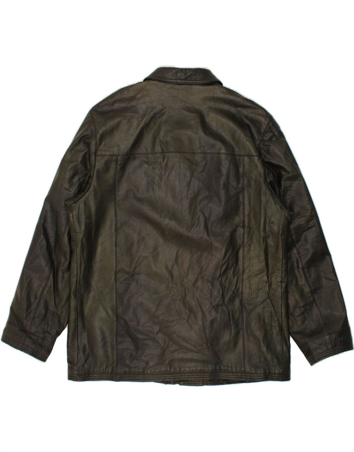 Jaqueta de couro masculina GREEN LEAVES UK 44 2XL couro verde