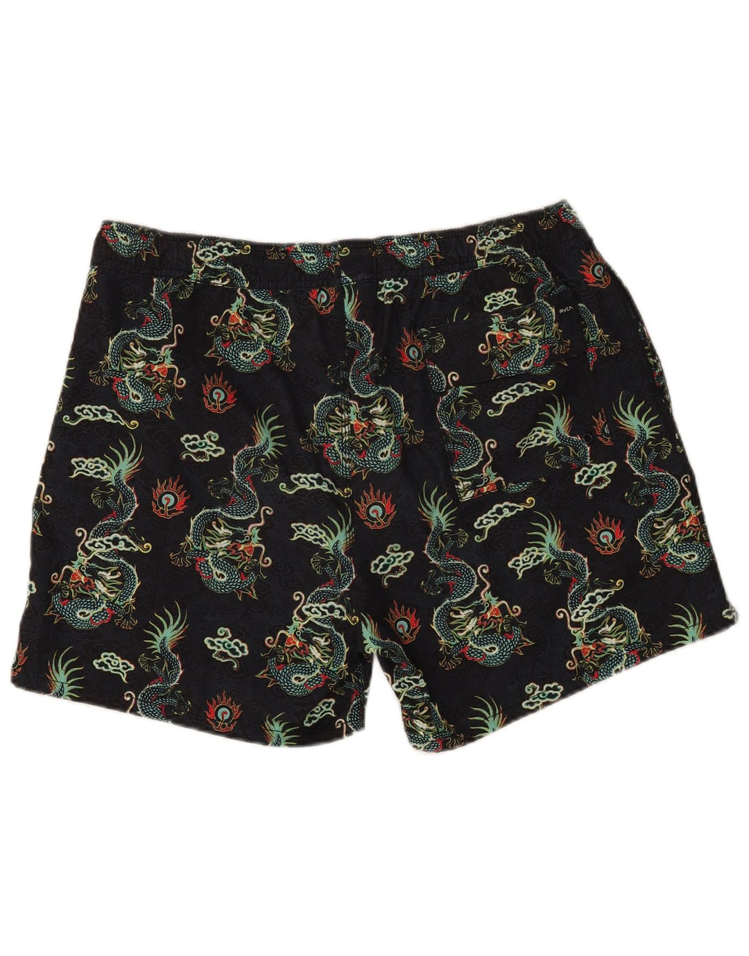 Shorts de natação masculinos com padrão abstrato RVCA XL preto Fair Isle poliéster