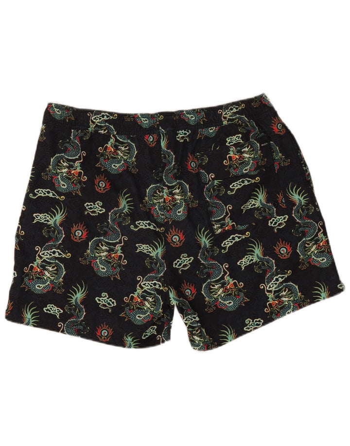 Shorts de natação masculinos com padrão abstrato RVCA XL preto Fair Isle poliéster