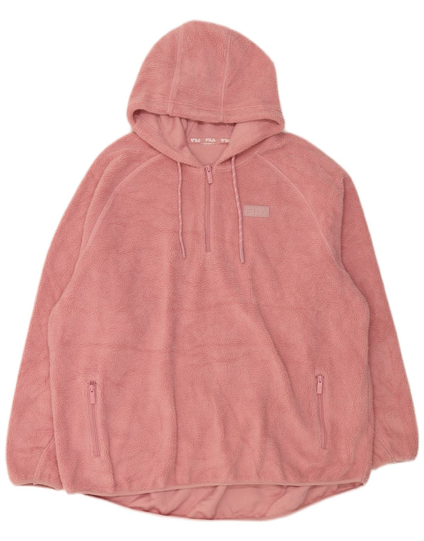 Suéter de lã feminino Fila com zíper e gola UK 22 3XL poliéster rosa