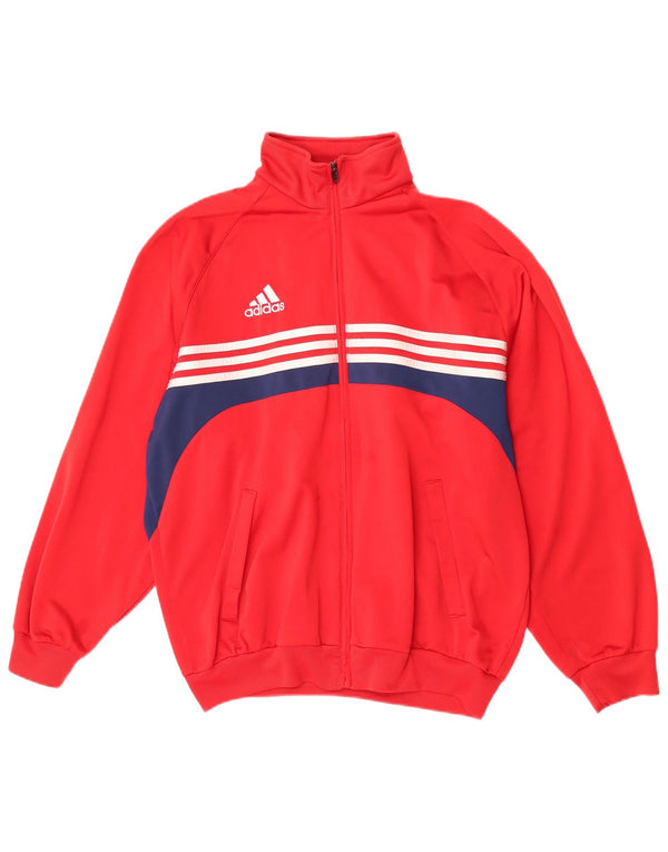 Adidas Mens Tracksuit Top Jacket UK 40/42 Médio Vermelho Colorblock Poliéster