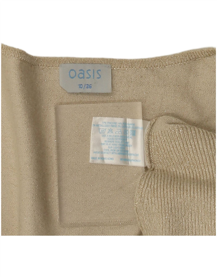 Suéter cardigã feminino aberto Oasis Reino Unido 10 viscose bege pequeno