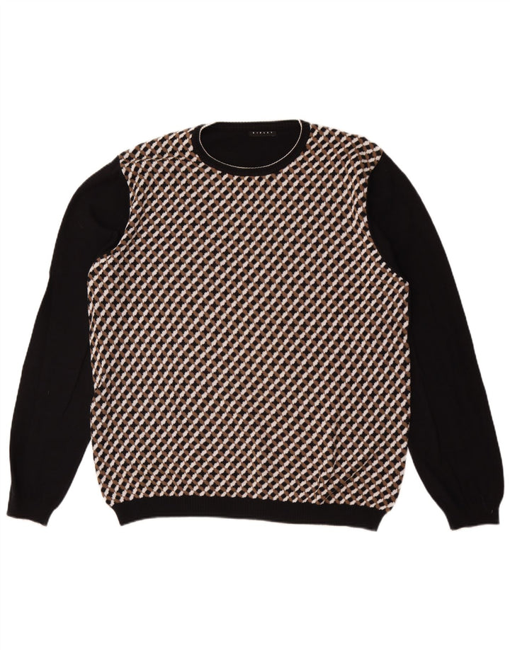 Suéter masculino SISLEY com gola redonda, grande xadrez preto