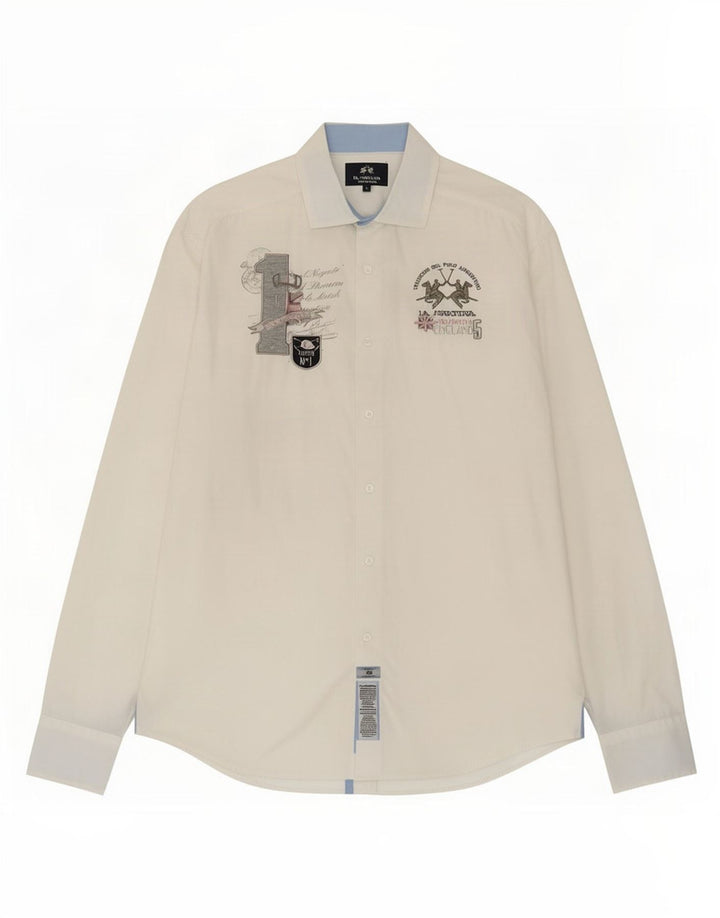 Camisa gráfica masculina La Martina grande branca
