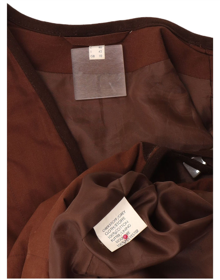 Colete feminino vintage grande UK 10 algodão marrom pequeno