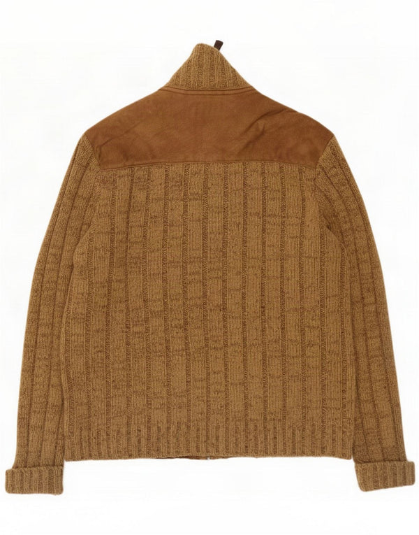Sevres Mens Full Zip Cardigan Sweater UK 42 XL Beige Wool