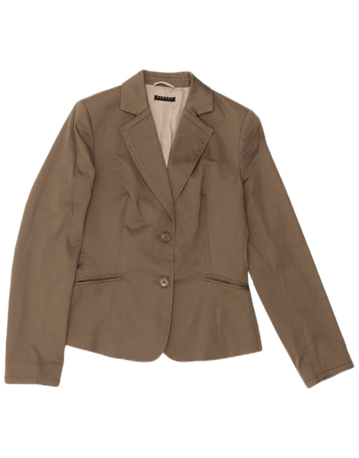 Jaqueta blazer feminina SISLEY com 2 botões Reino Unido 8 pequena cinza