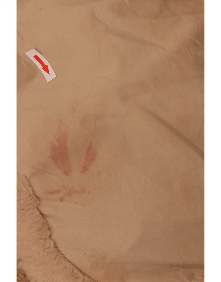 Jaqueta bomber com capuz Teddy Bear feminino Zara Reino Unido 14 poliéster bege médio