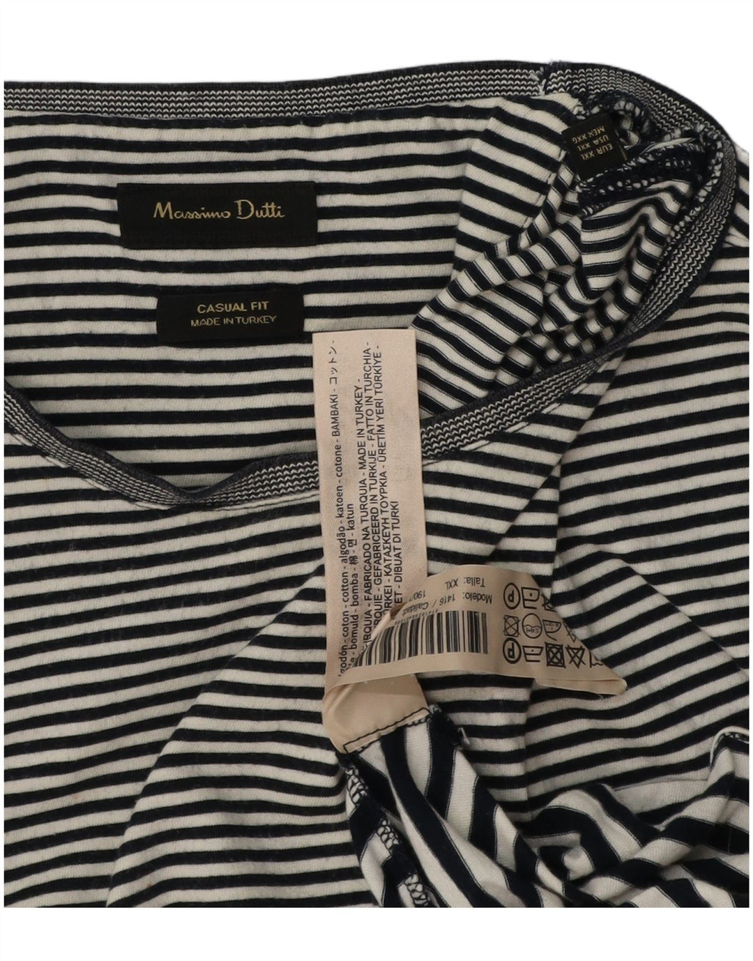 Camiseta feminina MASSIMO DUTTI casual fit UK 20 2XL algodão listrado preto