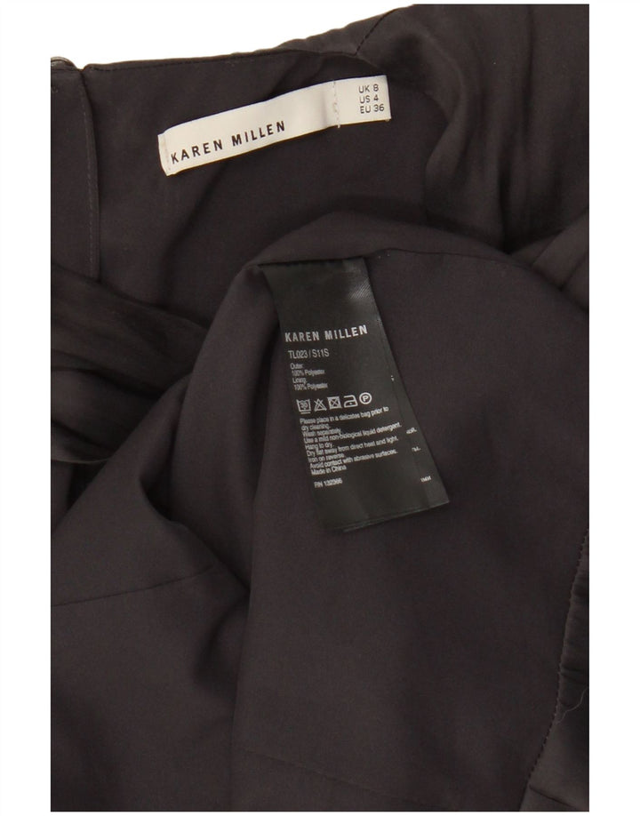 Blusa feminina sem mangas Karen Millen UK 8 poliéster preto pequeno