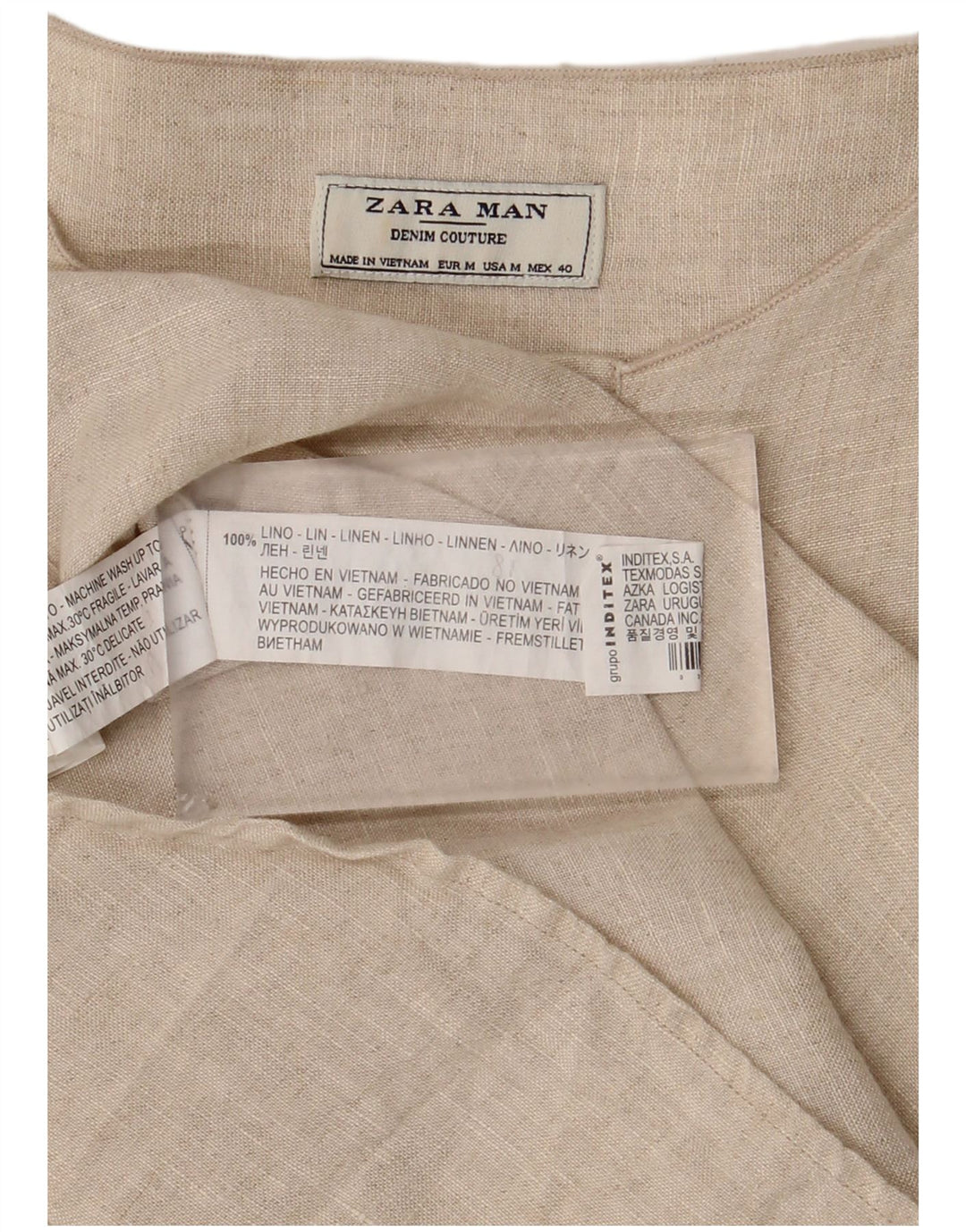 Zara Camisa Pulôver Masculina Linho Bege Médio