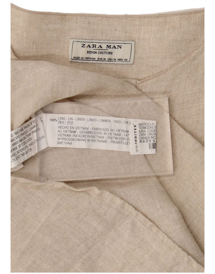 Zara Camisa Pulôver Masculina Linho Bege Médio
