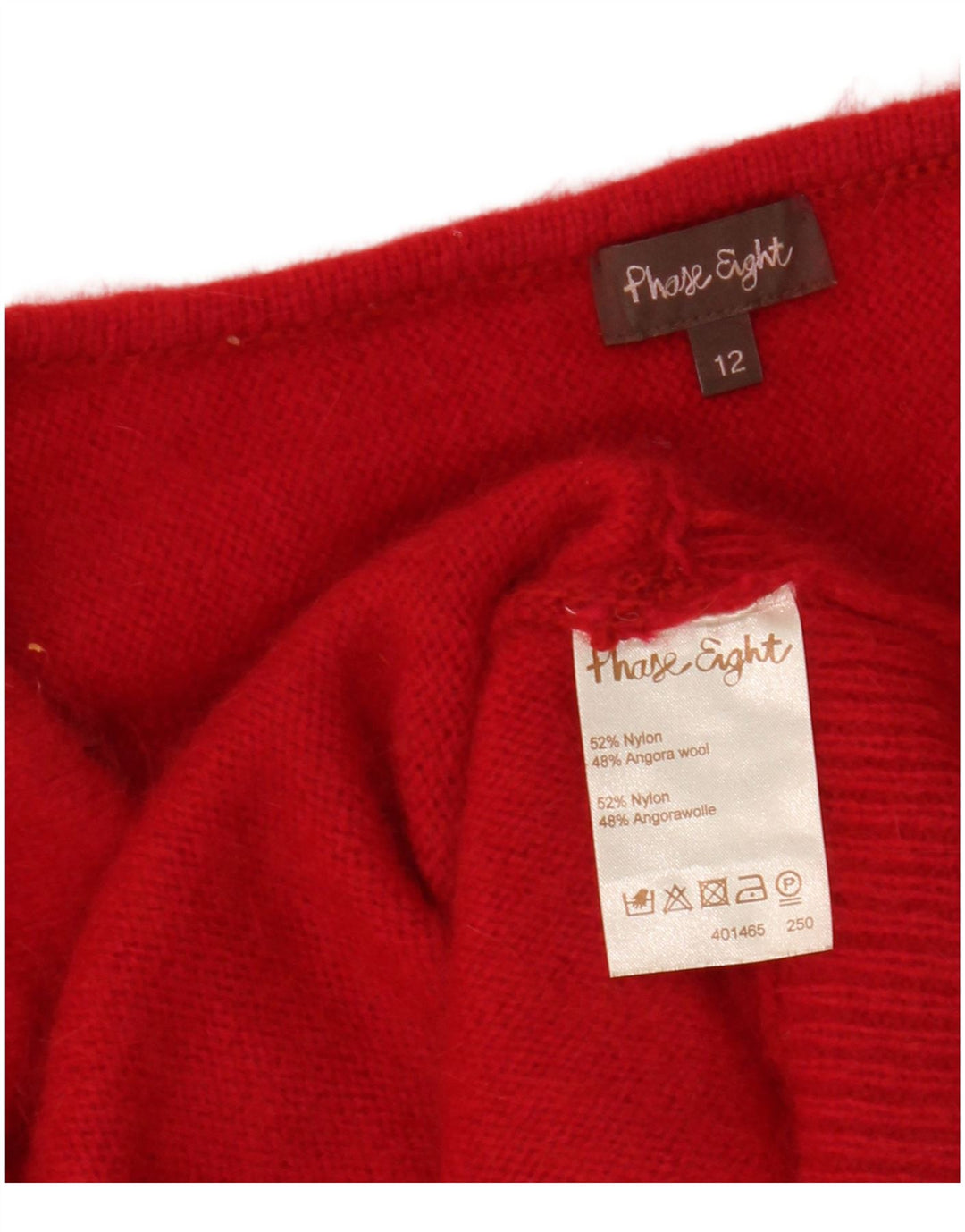Suéter feminino PHASE EIGHT com decote em V UK 12 nylon vermelho médio