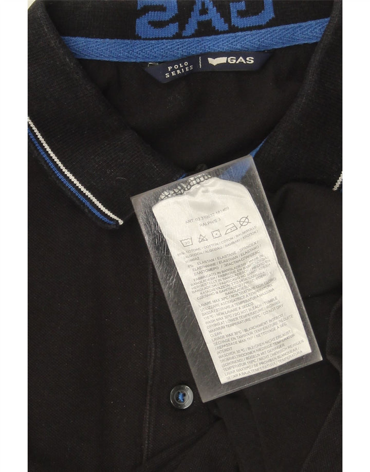 Camisa polo masculina GAS de algodão preto médio