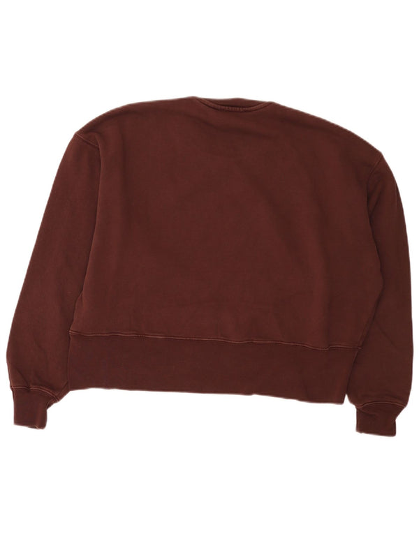 Zara moletom feminino oversized jumper UK 10 pequeno algodão borgonha