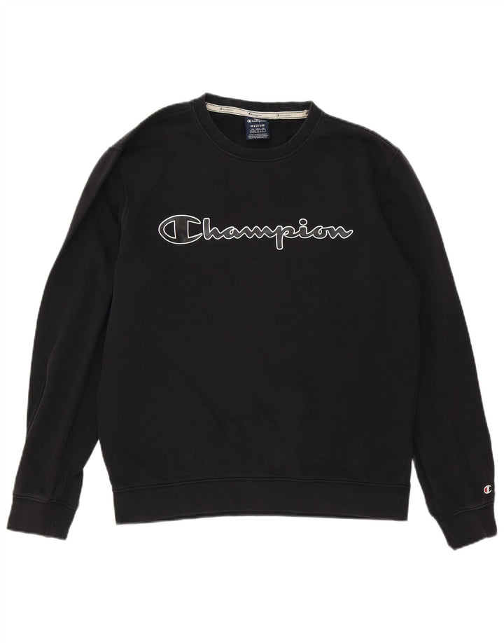 Champion masculino gráfico moletom jumper médio algodão preto