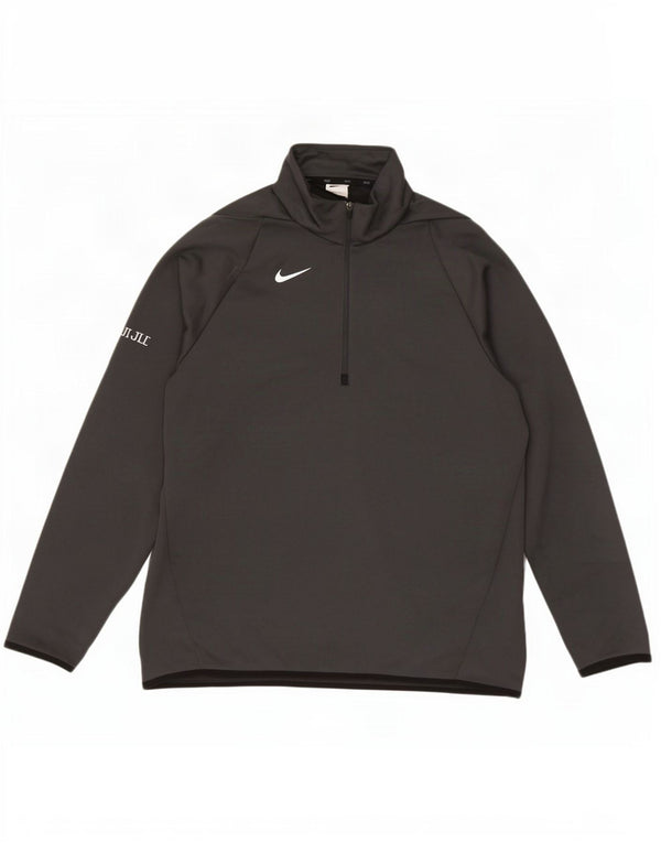 Pulôver masculino Nike Dri Fit com decote em zíper, moletom grande cinza poliéster