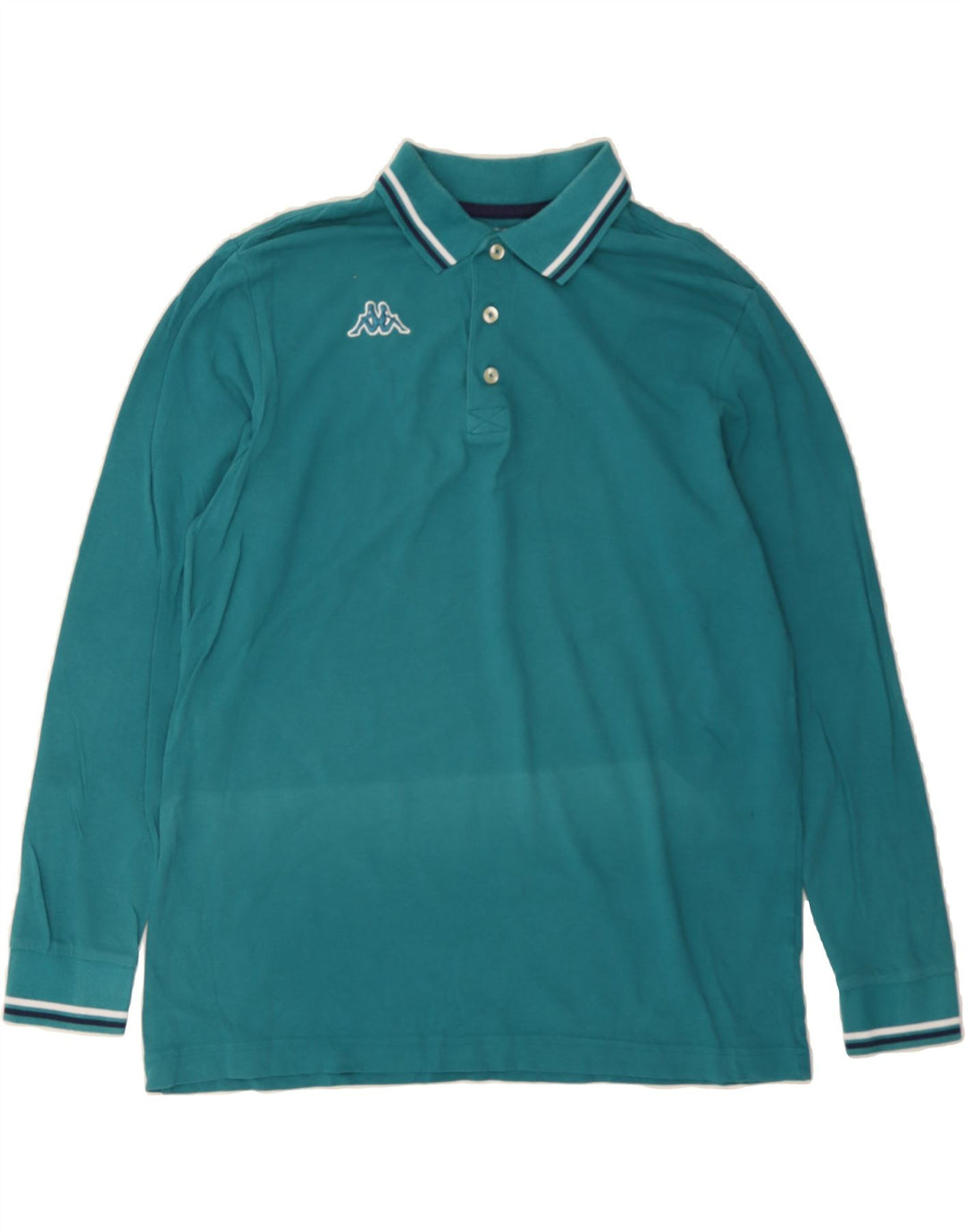KAPPA Mens Long Sleeve Polo Shirt Large Turquoise Vintage Kappa and Second-Hand Kappa from Messina Hembry 