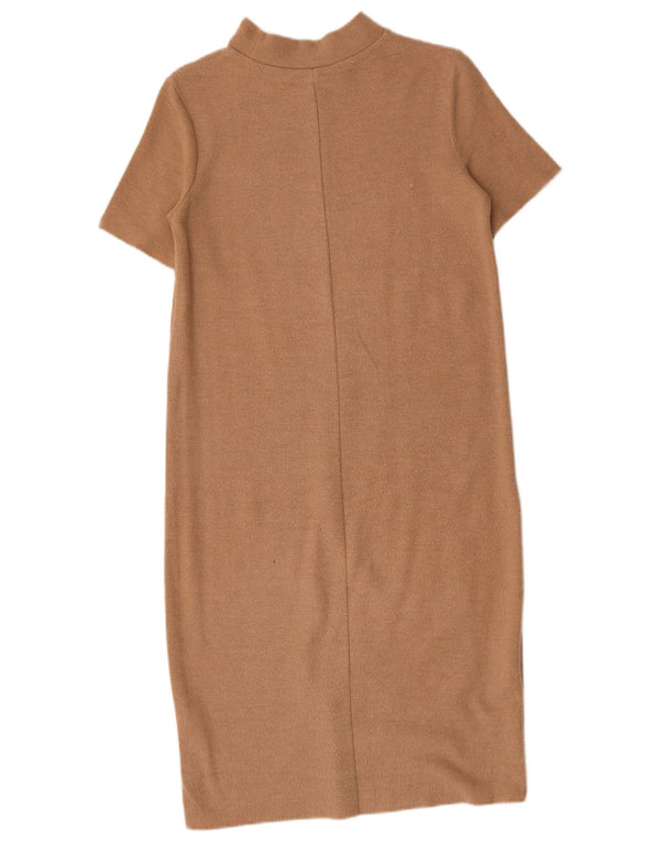 Zara Vestido feminino Trafaluc Jumper Reino Unido 10 pequeno algodão bege
