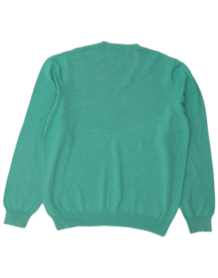 Suéter masculino vintage regular com decote em V grande verde