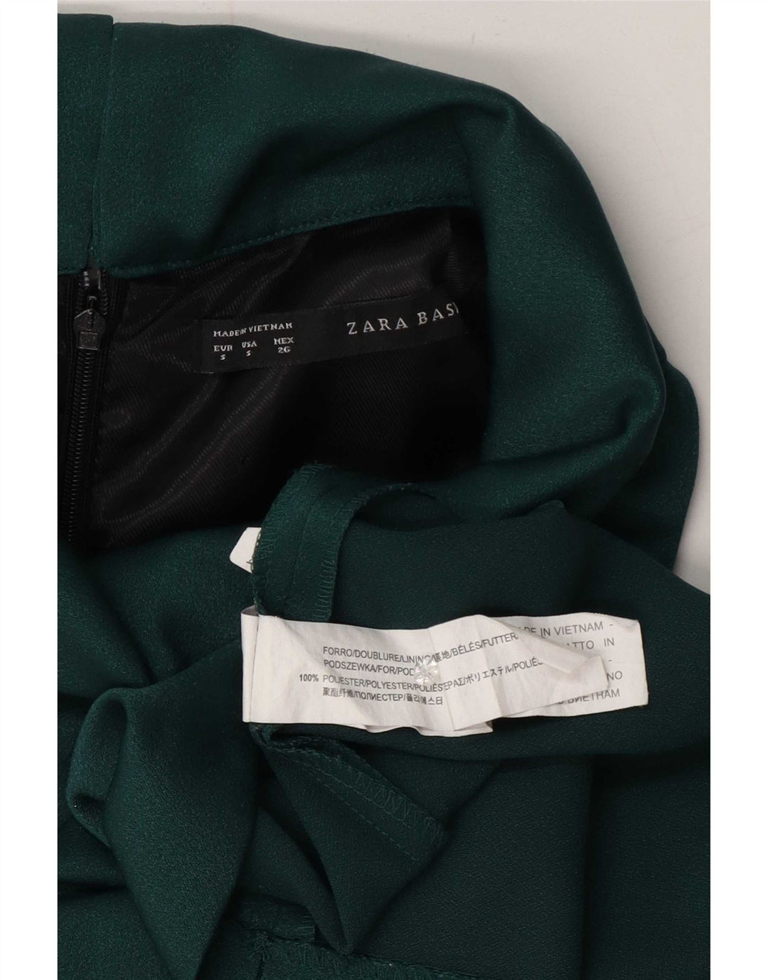 Vestido bainha sem mangas feminino Zara Reino Unido 10 pequeno poliéster verde