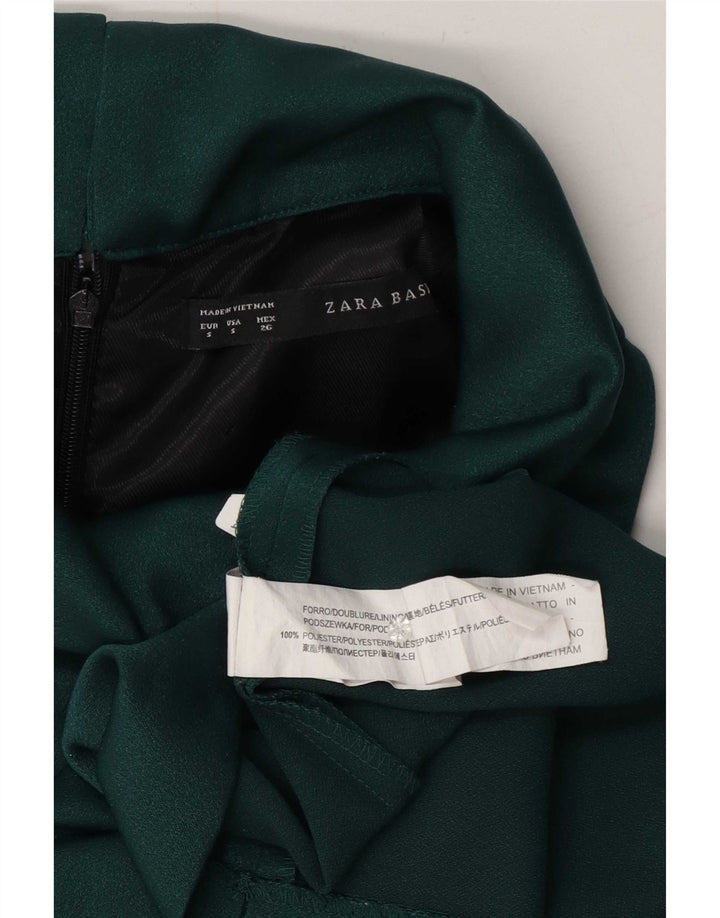 Vestido bainha sem mangas feminino Zara Reino Unido 10 pequeno poliéster verde