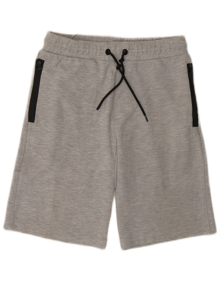 Zara Shorts esportivos masculinos poliéster manchado cinza médio
