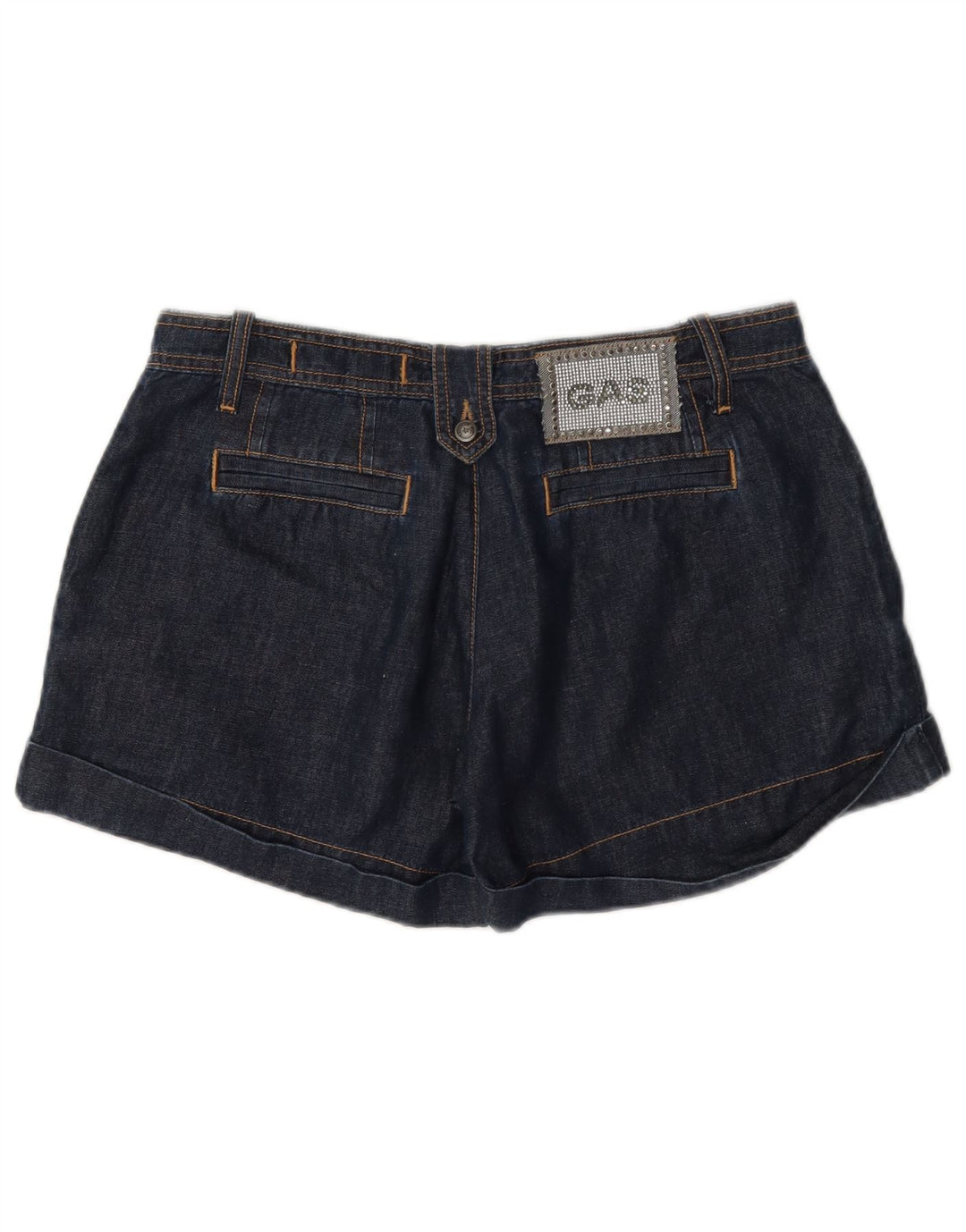 Shorts jeans feminino Gas W29 médio algodão azul marinho