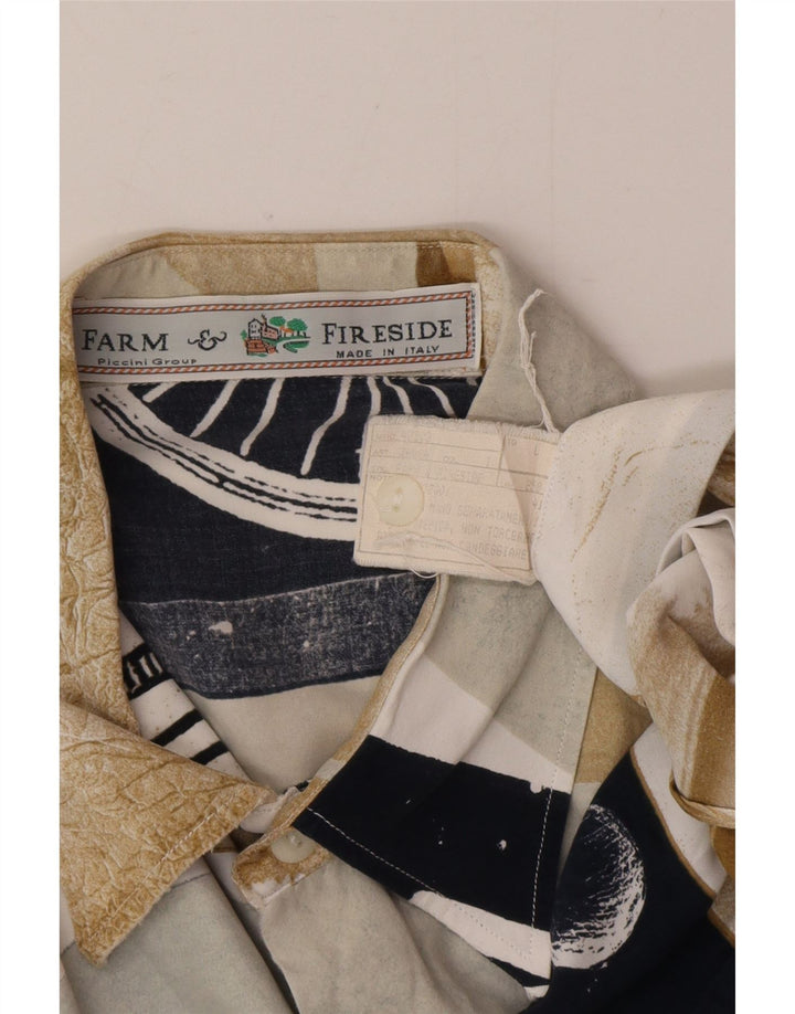 Camisa masculina vintage de manga curta grande viscose multicolorida