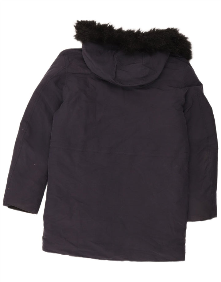 Casaco acolchoado com capuz masculino Zara UK 38 poliéster azul marinho médio