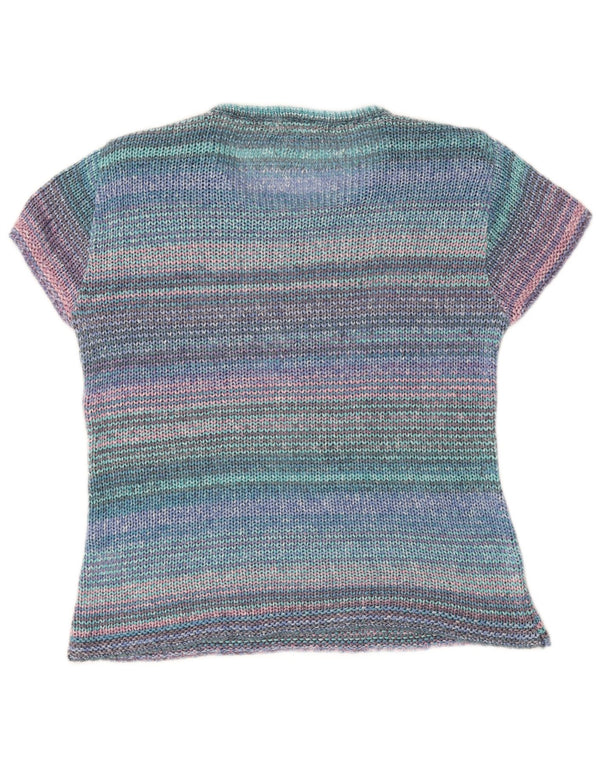 Suéter feminino vintage com gola redonda IT 42 listrado médio multicolorido