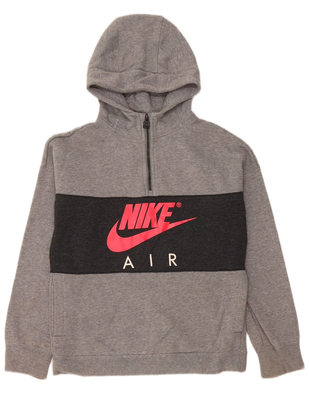 NIKE Meninos Graphic Hoodie Jumper 12-13 Anos Grande Bloco de cores cinza
