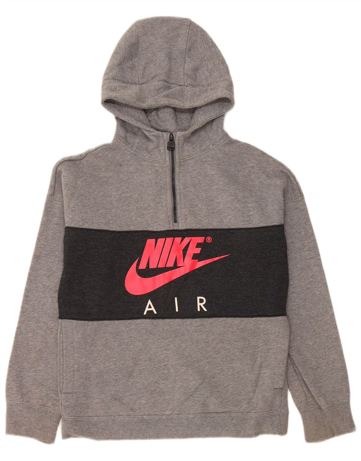 NIKE Meninos Graphic Hoodie Jumper 12-13 Anos Grande Bloco de cores cinza