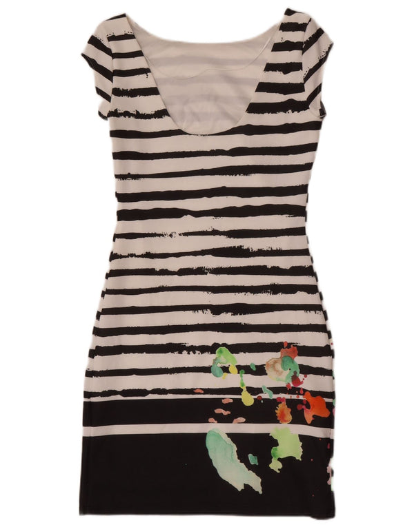 Vestido bainha feminino Desigual Reino Unido 8 pequeno listrado preto