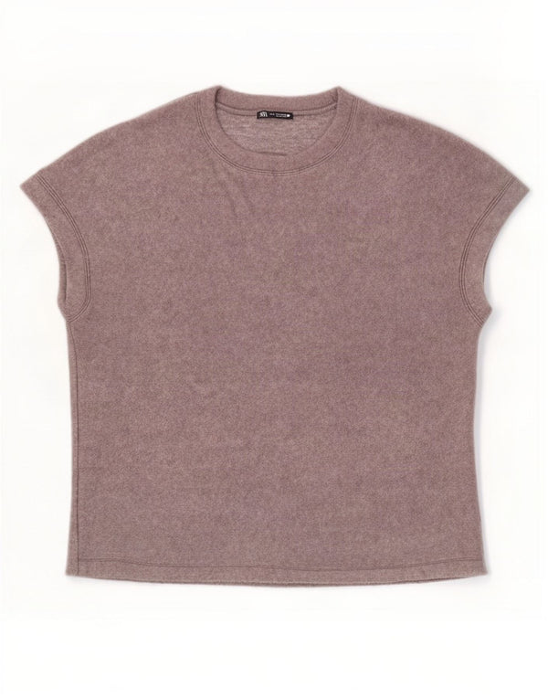 Camiseta feminina Zara UK 14 cinza médio acrílico