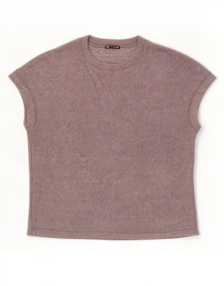 Camiseta feminina Zara UK 14 cinza médio acrílico
