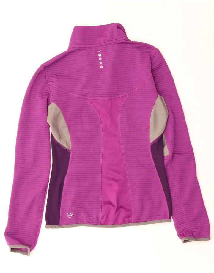 Pulôver feminino PUMA com zíper e gola em bloco colorido roxo pequeno