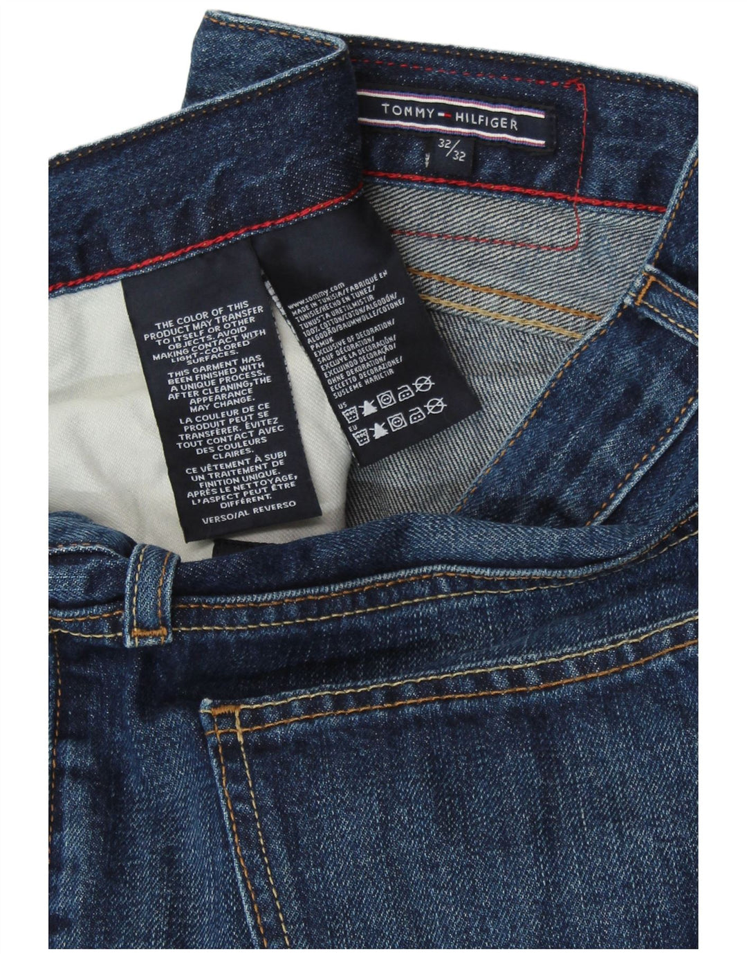 TOMMY HILFIGER Jeans reto masculino W32 L32 algodão azul