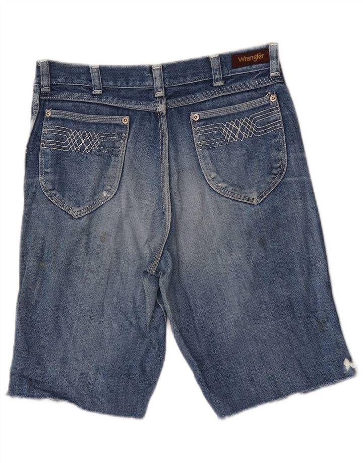Shorts jeans feminino Wrangler desgastado W29 azul médio