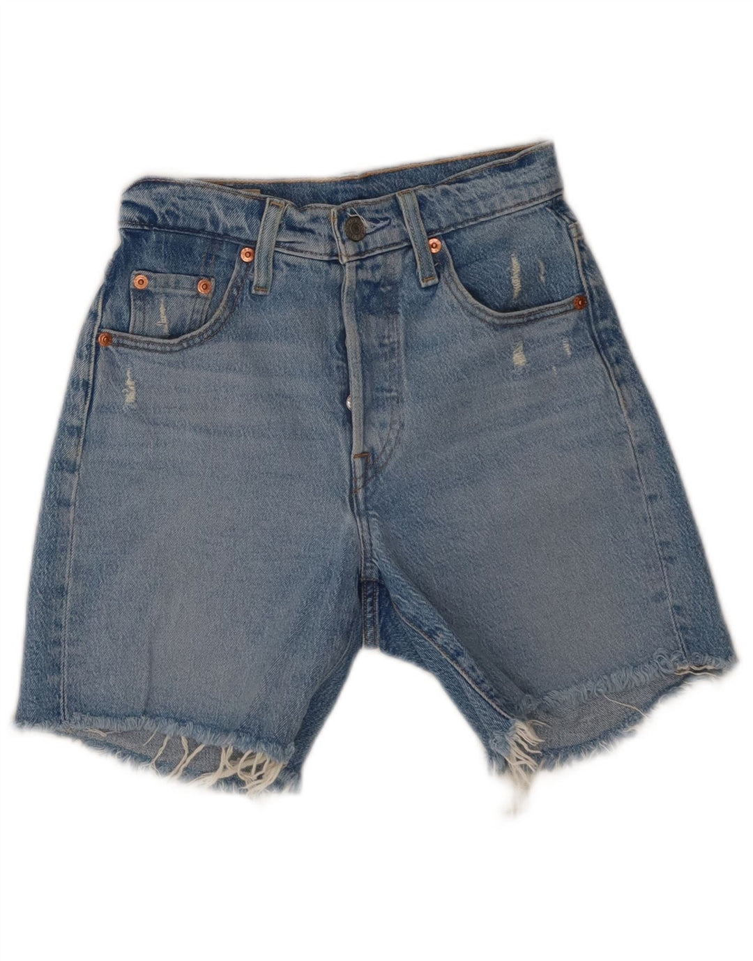 Shorts jeans feminino Levi's 501 desgastado W23 2XS algodão azul