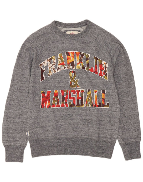 Franklin & Marshall Mens Graphic Sweatshirt Jumper Small Grey Flecked