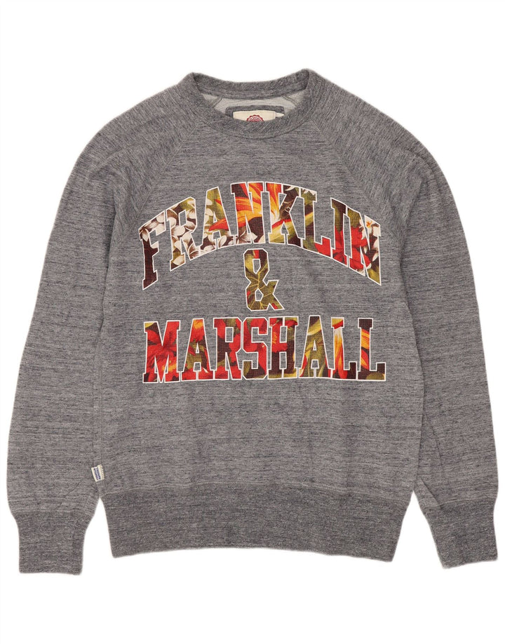 Franklin & Marshall moletom gráfico masculino jumper pequeno cinza manchado