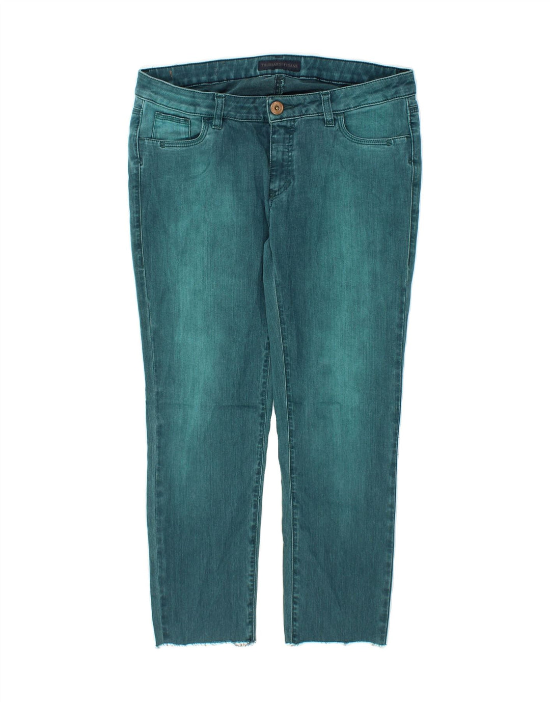 TRUSSARDI Womens Tapered Cropped Jeans W28 L25 Blue Cotton Vintage Trussardi and Second-Hand Trussardi from Messina Hembry 