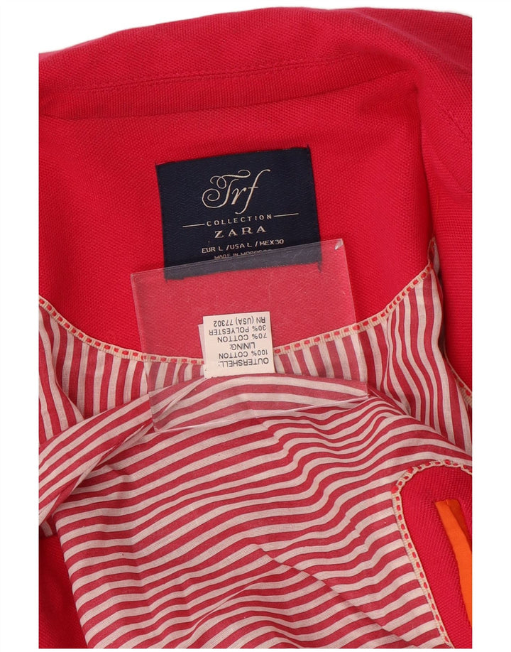 Jaqueta blazer feminina Zara crop 1 botão Reino Unido 14 grande algodão rosa
