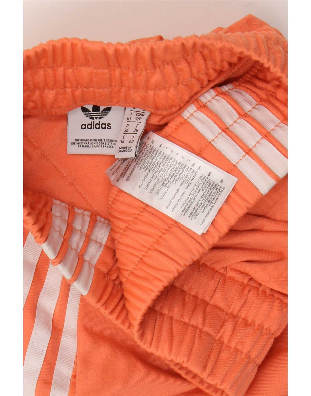 Shorts esportivos femininos Adidas UK 10 pequeno laranja poliéster