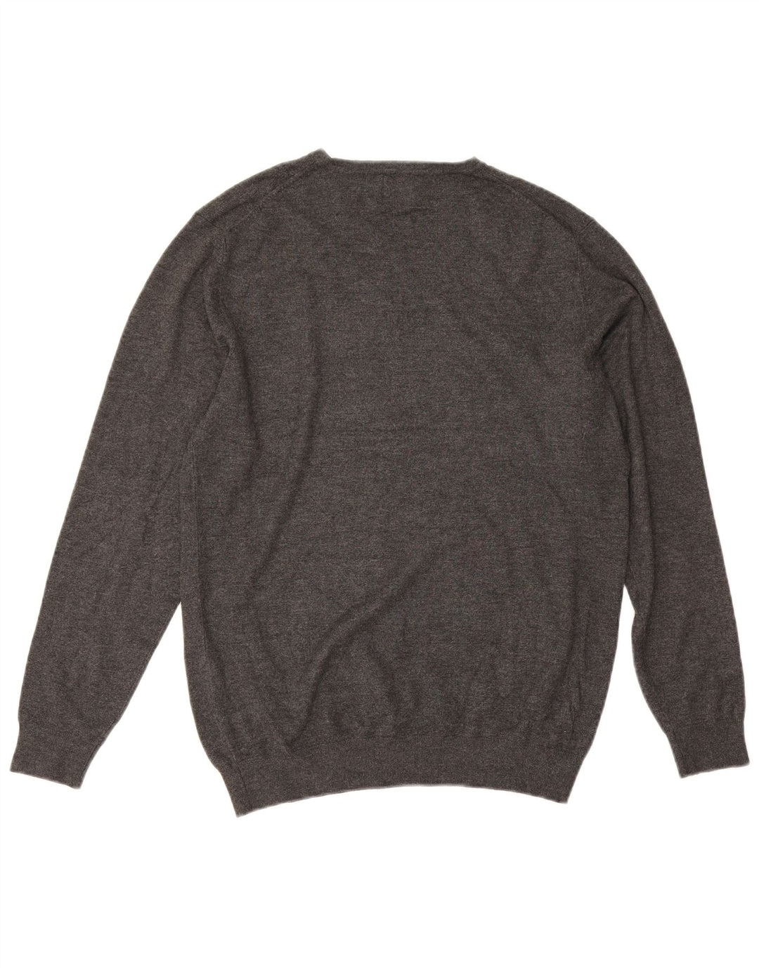 Zara Suéter masculino com decote em V, viscose cinza médio