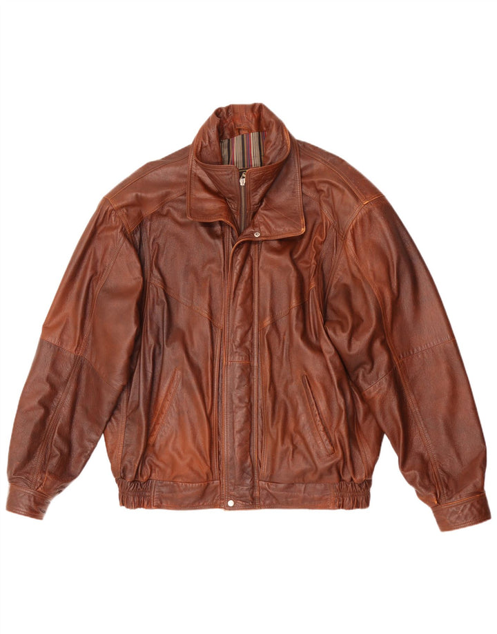 Jaqueta de couro masculina Mondial Loose Fit UK 38 marrom médio