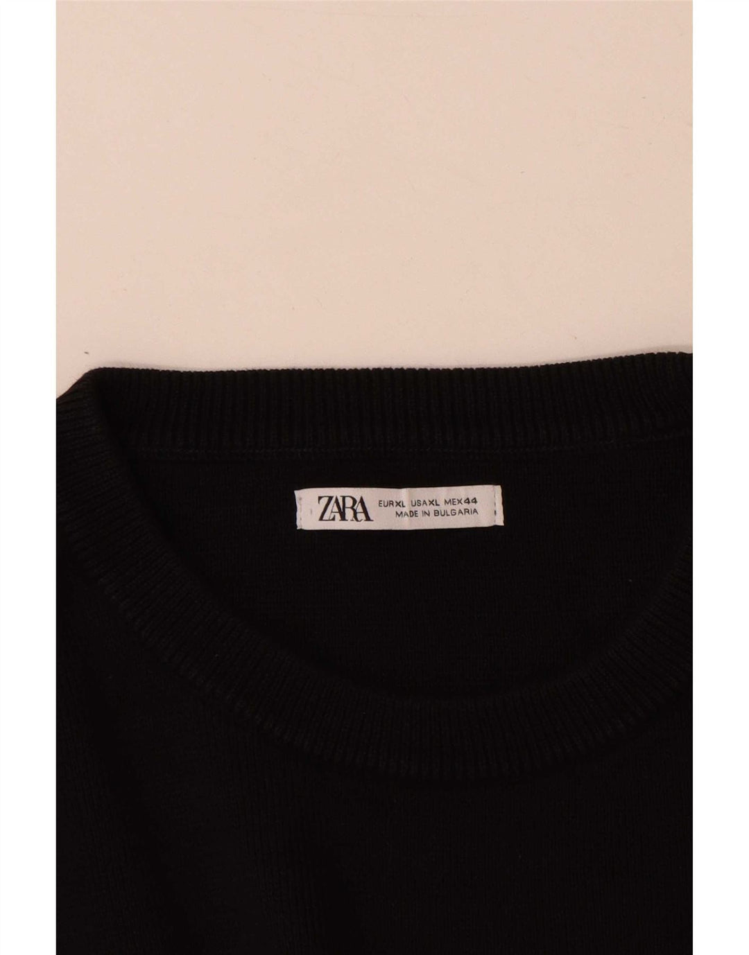 Zara Suéter masculino com gola redonda XL algodão preto