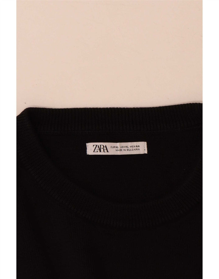 Zara Suéter masculino com gola redonda XL algodão preto